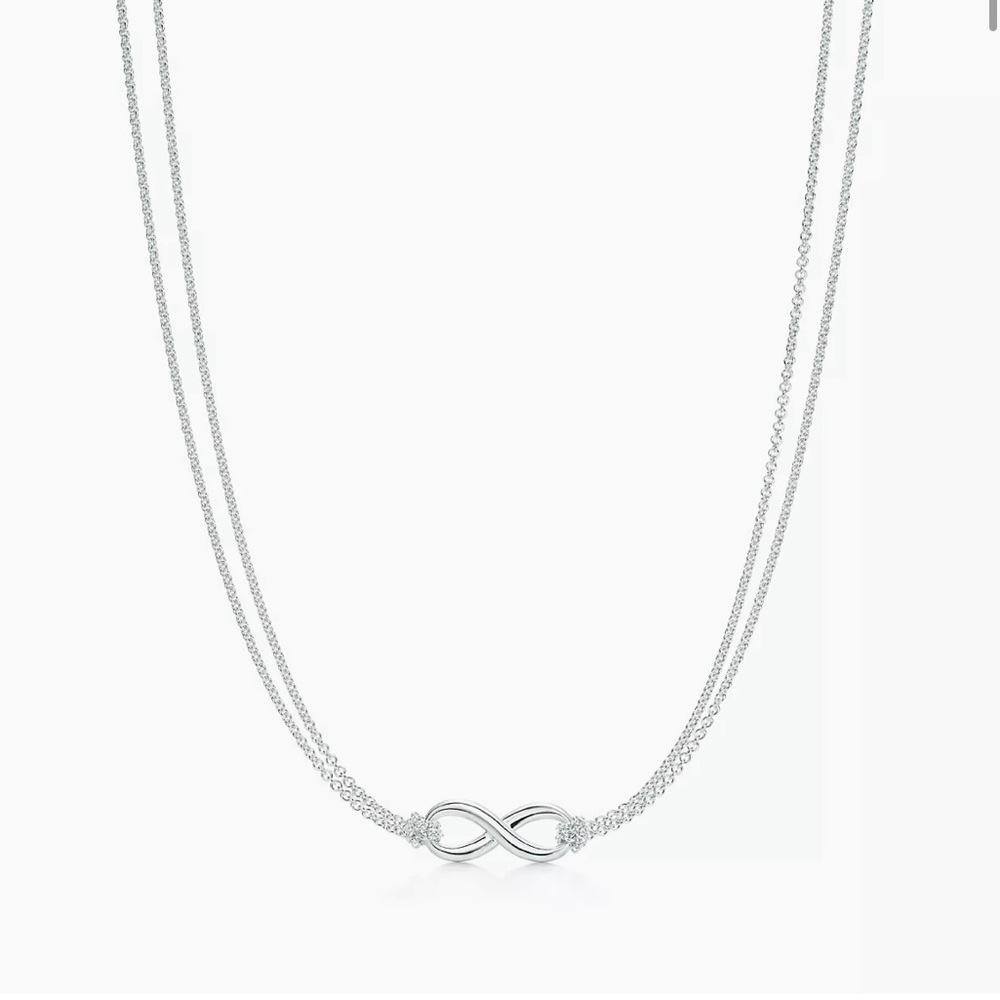 Tiffany double chain Infinity pendant in sterling silver